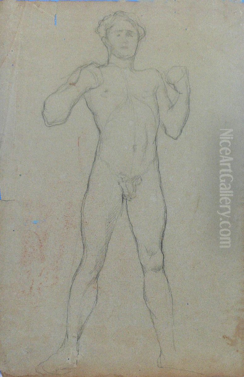 Nu masculino de punhos cerrados - verso da obra D469 Oil Painting by Eliseu Visconti