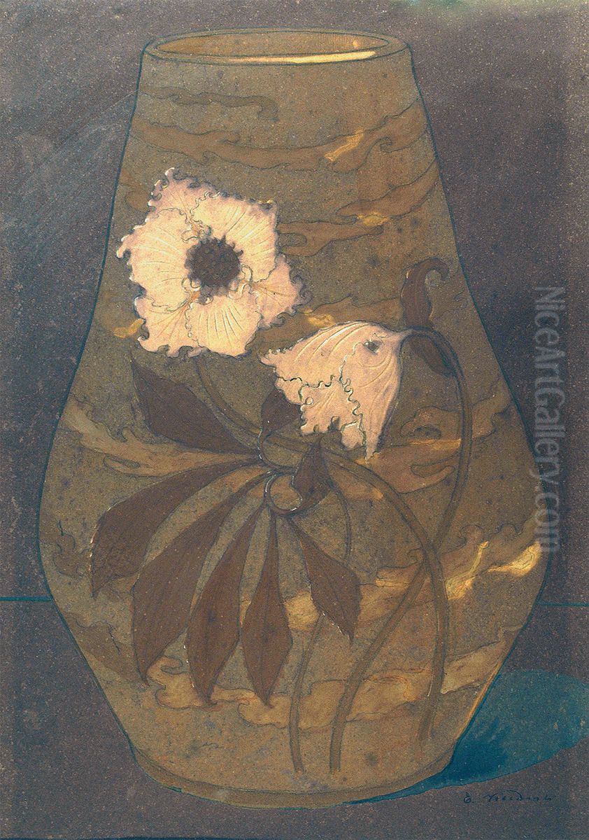 Vaso com flores - Estudo para vaso em porcelana Oil Painting by Eliseu Visconti