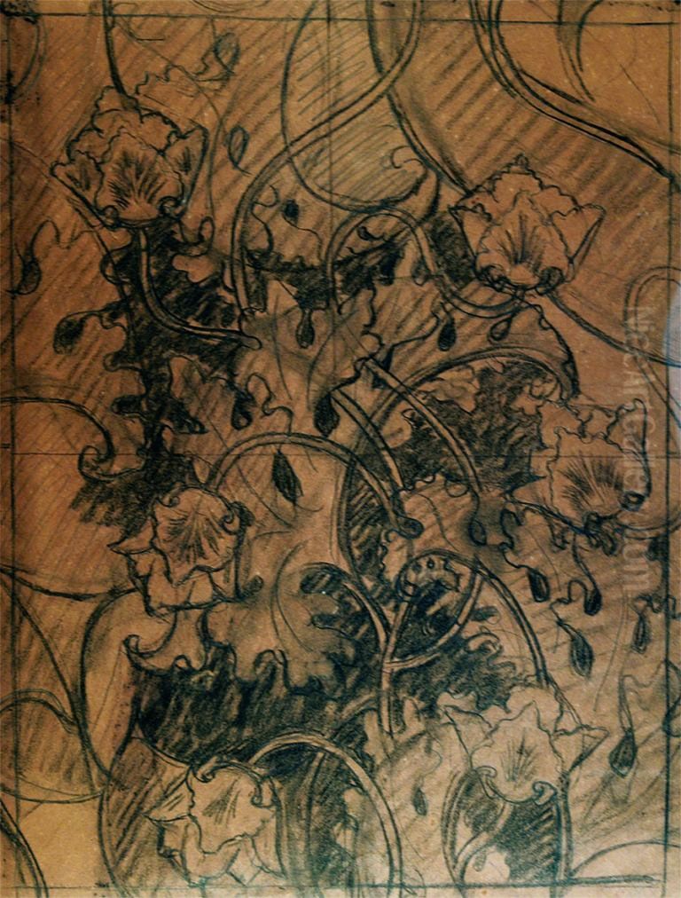 Vegetal - Estudo para tecido Oil Painting by Eliseu Visconti