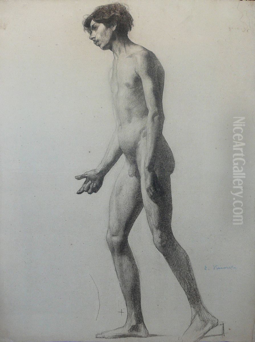 Nu masculino de lado Oil Painting by Eliseu Visconti