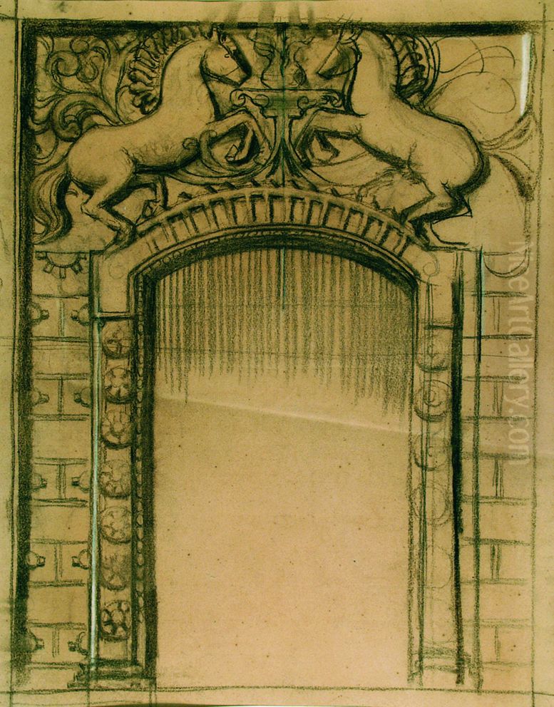 Portal encimado por cavalos - Estudo Oil Painting by Eliseu Visconti