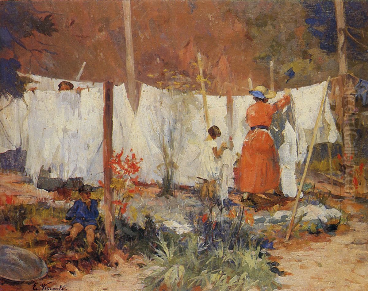 Roupa estendida Oil Painting by Eliseu Visconti