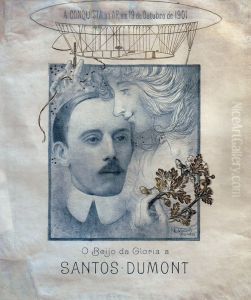 O Beijo da Gloria a Santos Dumont - Cartaz - Litografia monocromatica com ouro