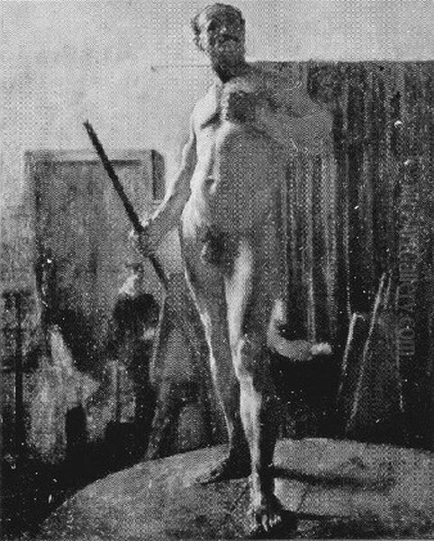 Nu masculino com bastao Oil Painting by Eliseu Visconti