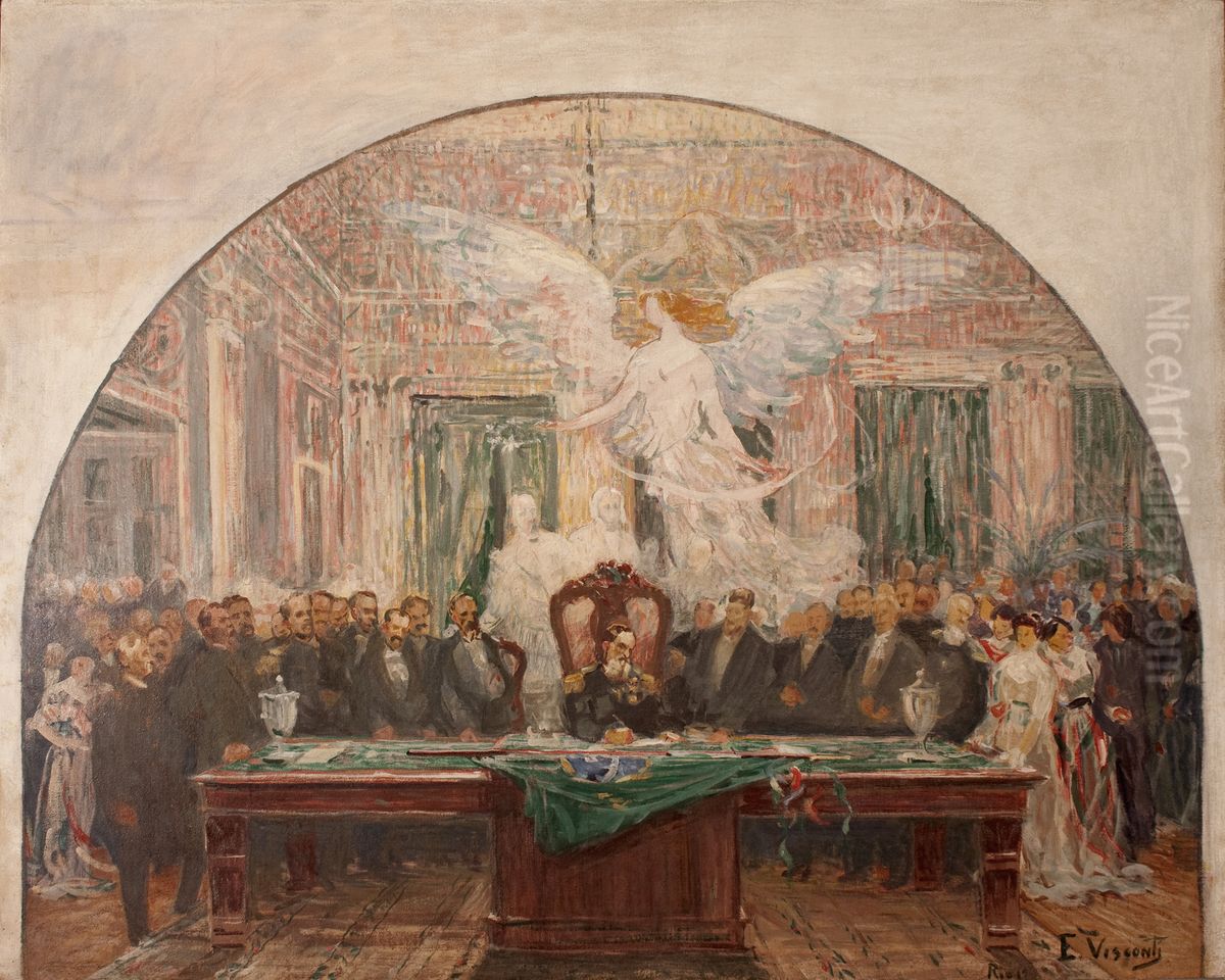 Posse de Deodoro da Fonseca - Primeiro estudo para o Palacio Tiradentes Oil Painting by Eliseu Visconti