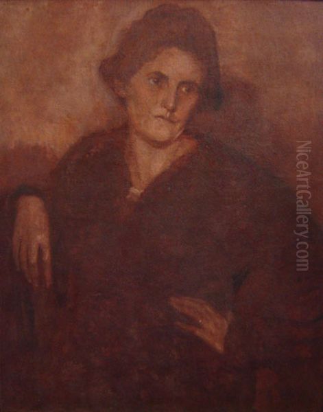 Minha companheira Louise em sepia Oil Painting by Eliseu Visconti