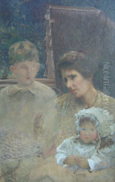 Louise, Tobias e Afonso Oil Painting by Eliseu Visconti