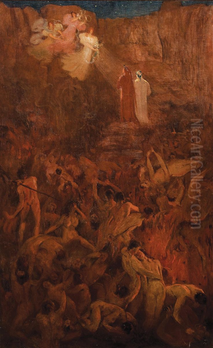 Saida da vida pecaminosa Oil Painting by Eliseu Visconti