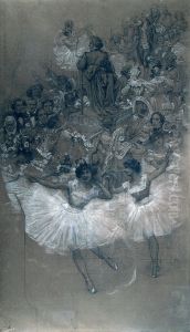 Bailarinas e Beethoven - Cartao de transferencia para o pano de boca do Theatro Municipal do Rio de Janeiro