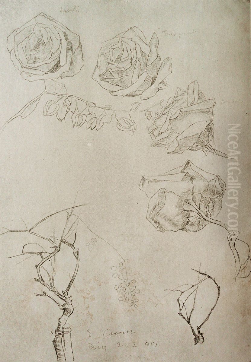 Rosas do meu jardim Oil Painting by Eliseu Visconti