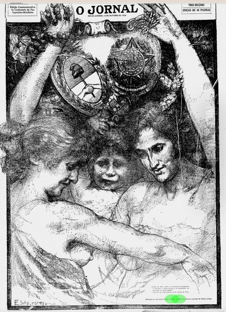 Capa para edicao especial de O Jornal, de 18 de outubro de 1928, comemorativa do primeiro centenario da paz argentino-brasileira Oil Painting by Eliseu Visconti