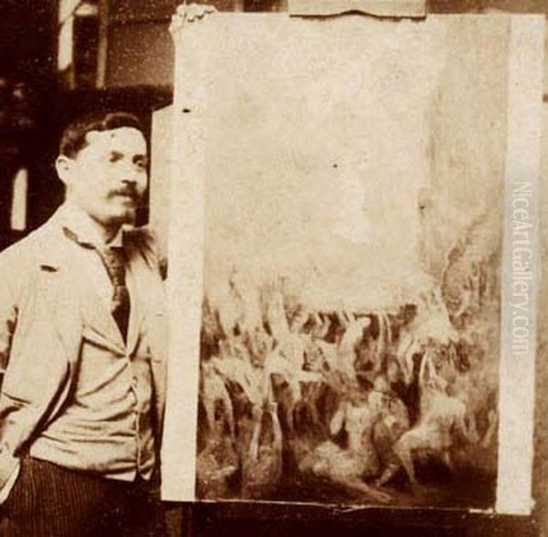 Saida da Vida Pecaminosa - Estudo Oil Painting by Eliseu Visconti