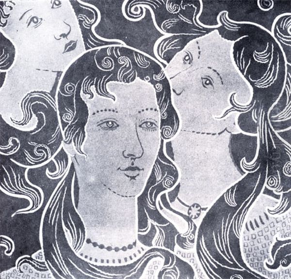 As tres virgens - Estudo para tecido Oil Painting by Eliseu Visconti