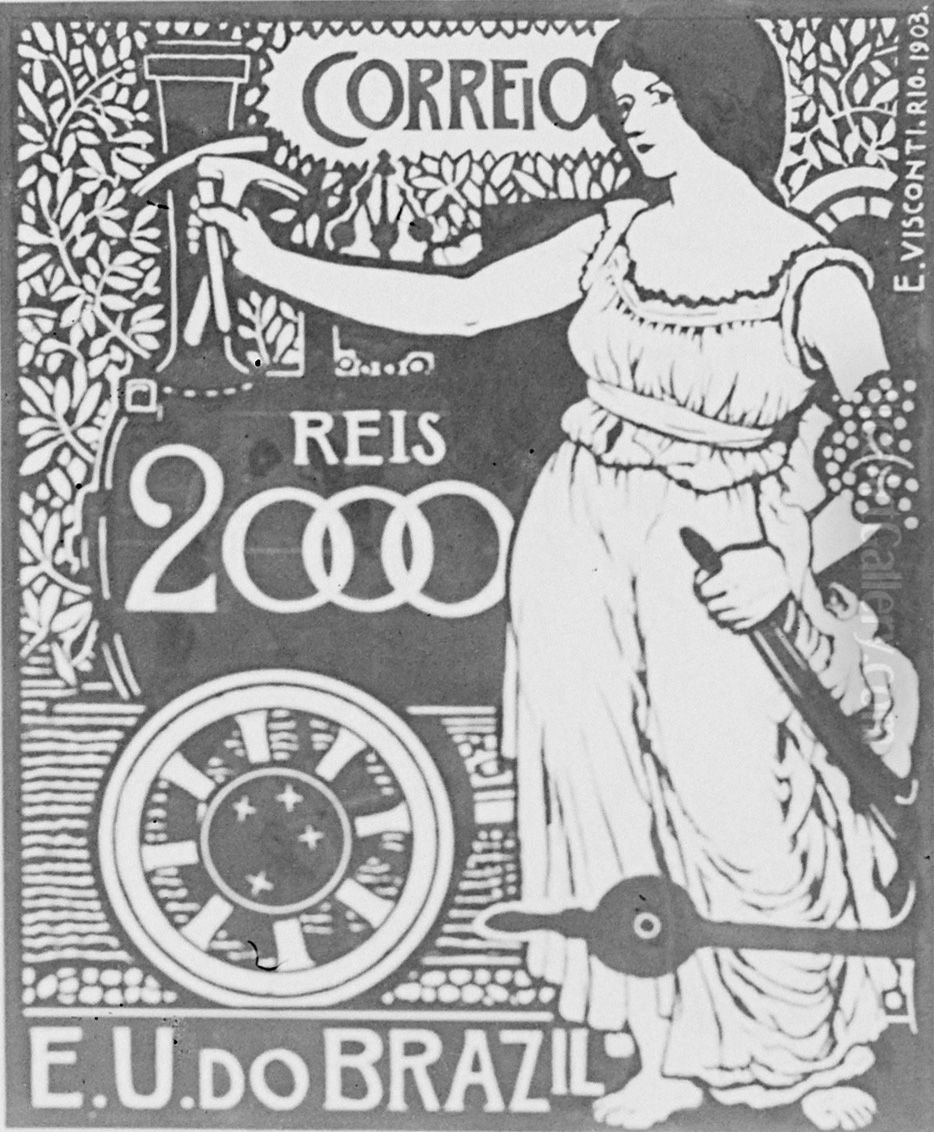 A Engenharia - Projeto para selo integrante da colecao vencedora do Concurso dos Correios de 1904 Oil Painting by Eliseu Visconti