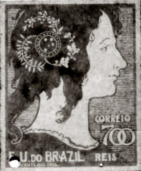 A Mulher Brasileira - Projeto para selo integrante da colecao vencedora do Concurso dos Correios de 1904 Oil Painting by Eliseu Visconti