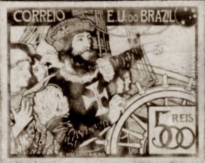 O Descobrimento - Projeto para selo integrante da colecao vencedora do concurso dos Correios de 1904