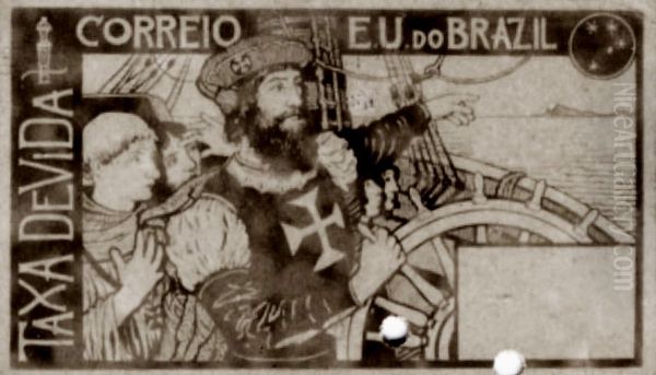 Taxa devida - Terra - Projeto para selo integrante da colecao vencedora do concurso dos Correios de 1904 Oil Painting by Eliseu Visconti