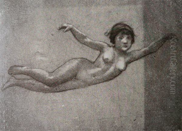 Figura Feminina - Estudo para o painel do foyer do Theatro Municipal do Rio de Janeiro Oil Painting by Eliseu Visconti
