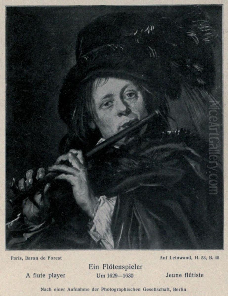 Young man playing a flute Oil Painting by Frans Hals