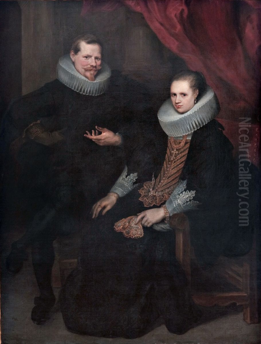 Dobbeltportraet af et aegtepar Oil Painting by Cornelis De Vos