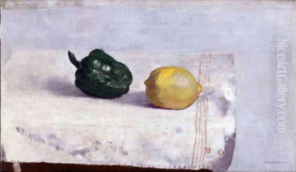 Citroen en paprika Oil Painting by Odilon Redon