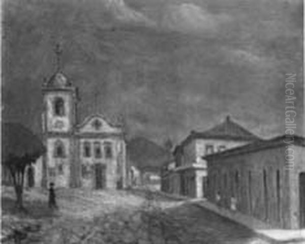 (Igreja de Santa Rita - Paraty), da colecao Museu Historico Nacional Oil Painting by Manoel de Oliveira Pastana