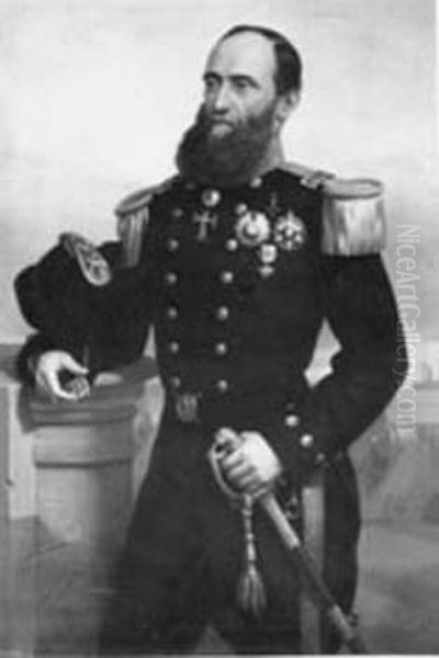 Capitao de Fragata Henrique Antonio Baptista, da colecao Museu Historico Nacional Oil Painting by Louis-Auguste Moreaux