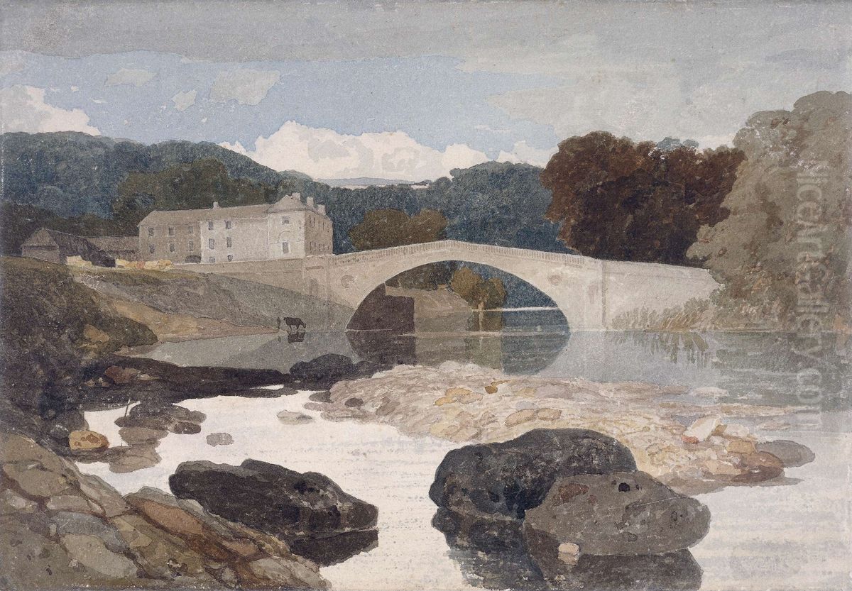 Greta Bridge Oil Painting by John Sell Cotman