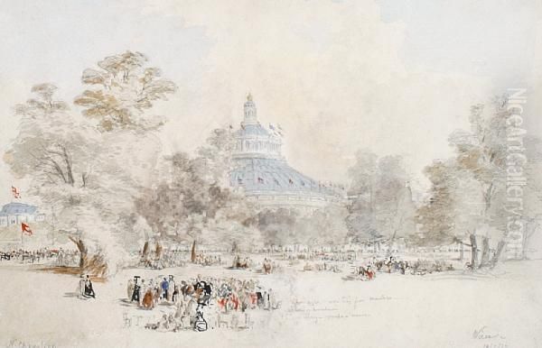 An Exhibition, Vienna Oil Painting by Nicholas Chevalier