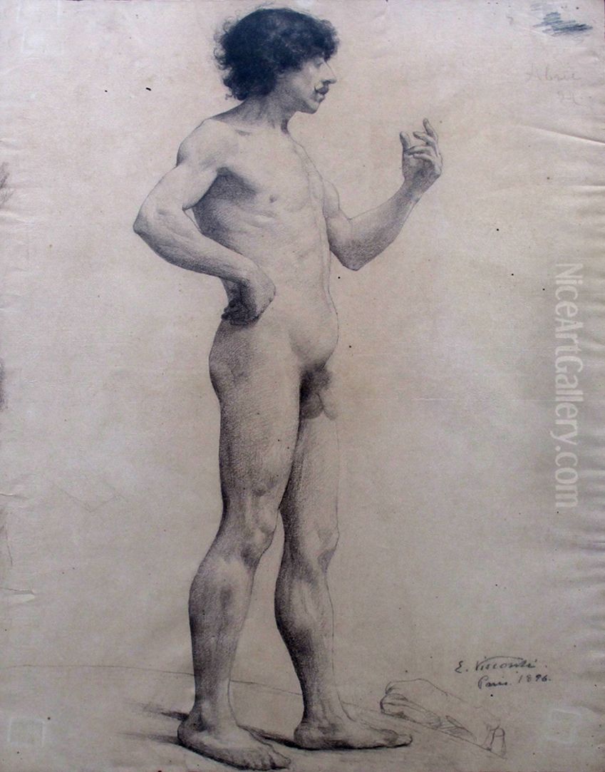 Nu masculino de pe Oil Painting by Eliseu Visconti