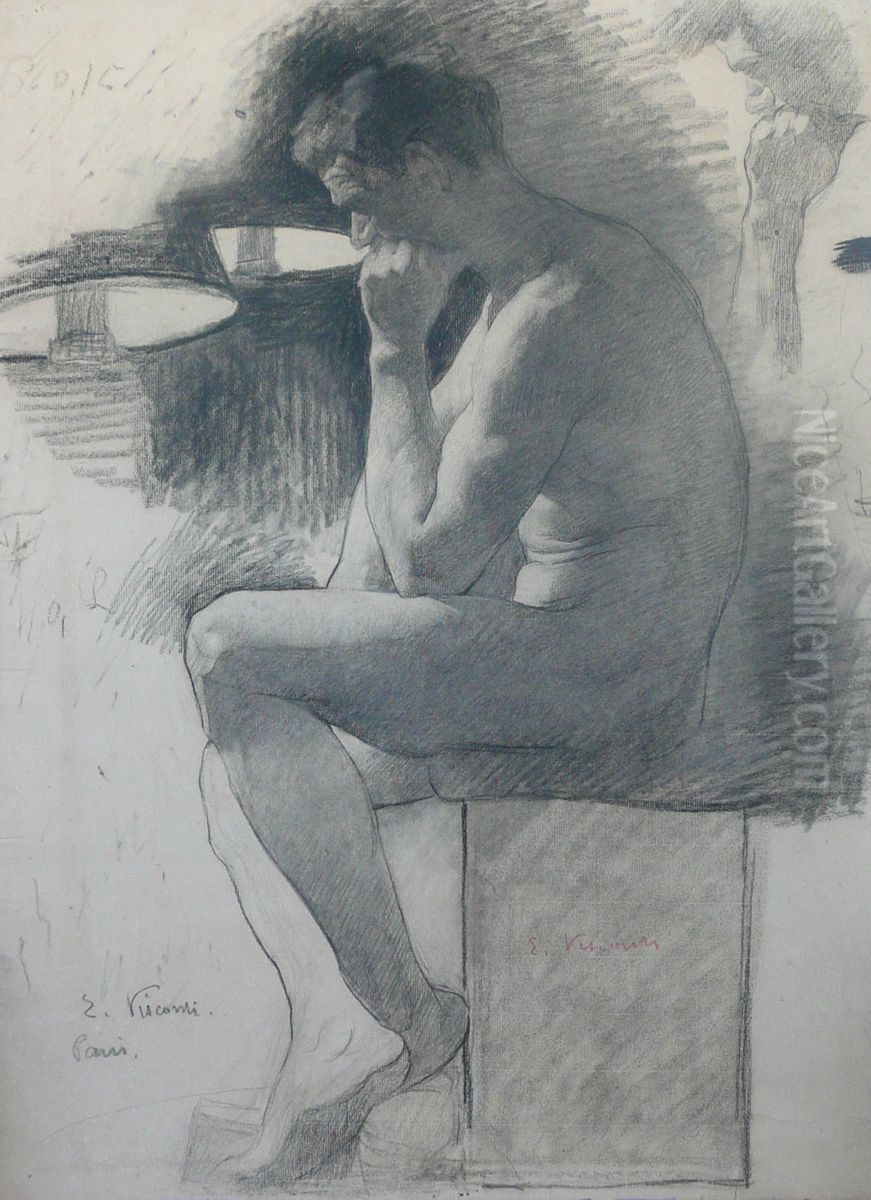 Nu masculino sentado Oil Painting by Eliseu Visconti