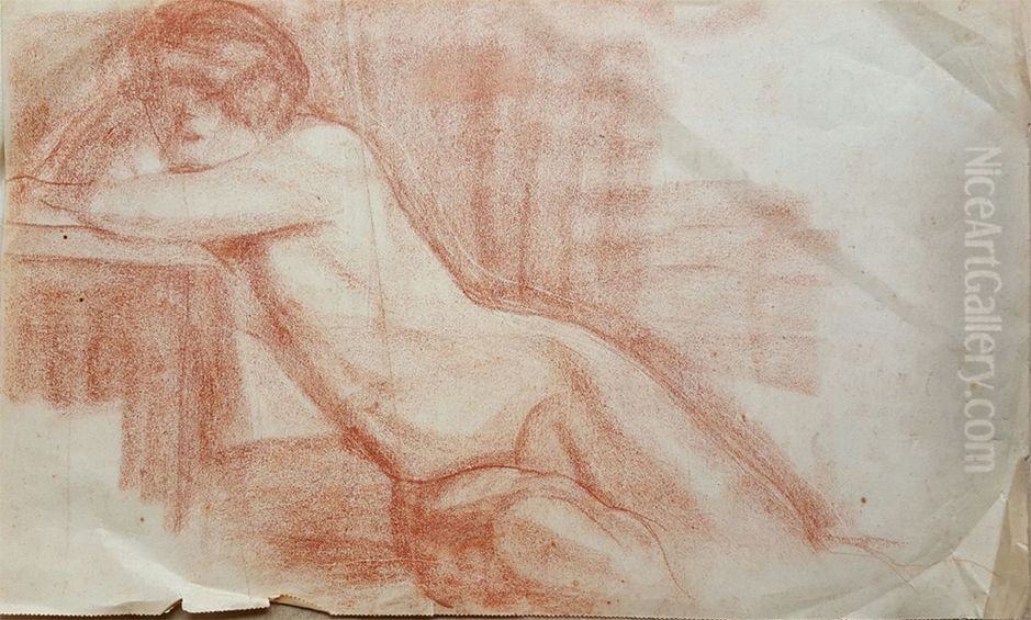 Nu feminino recostado Oil Painting by Eliseu Visconti