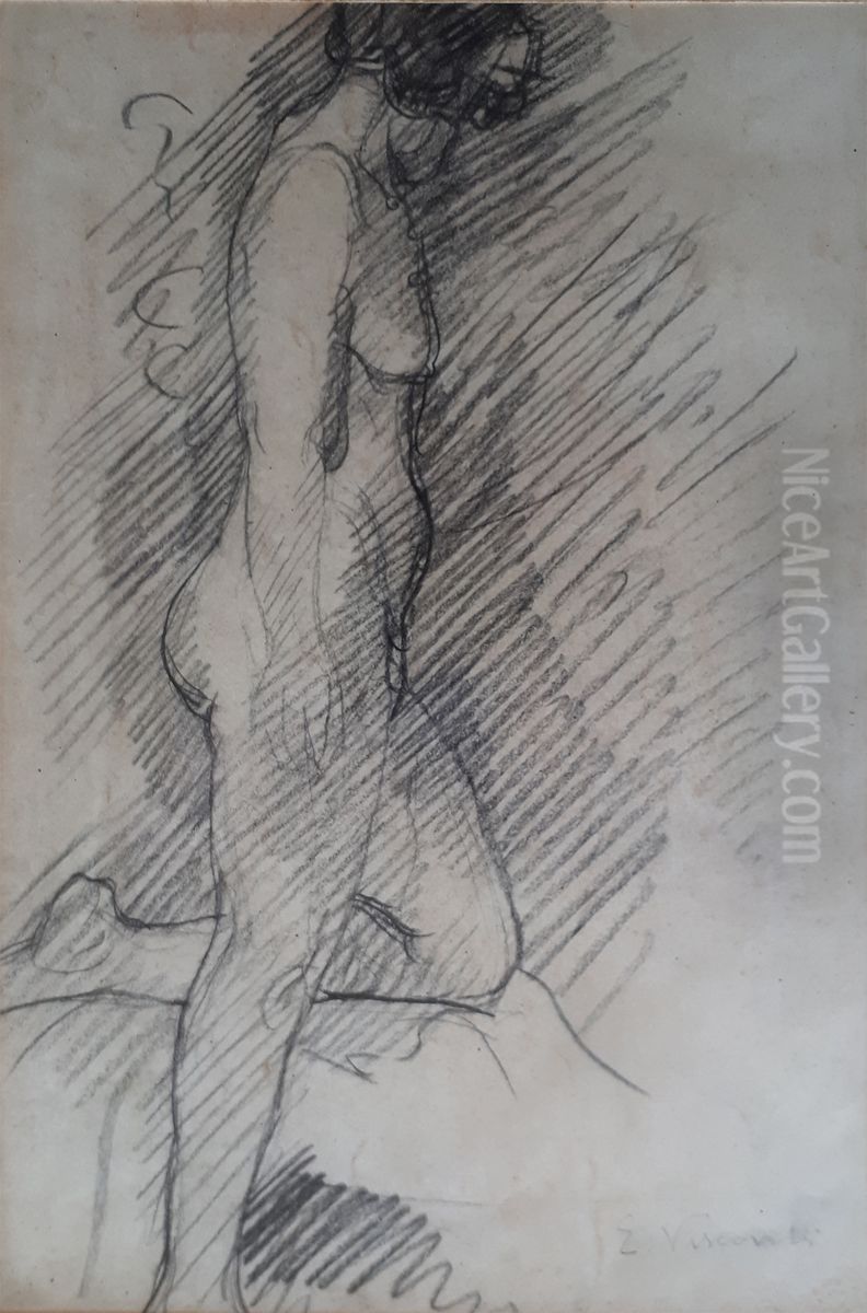 Nu feminino de perfil Oil Painting by Eliseu Visconti