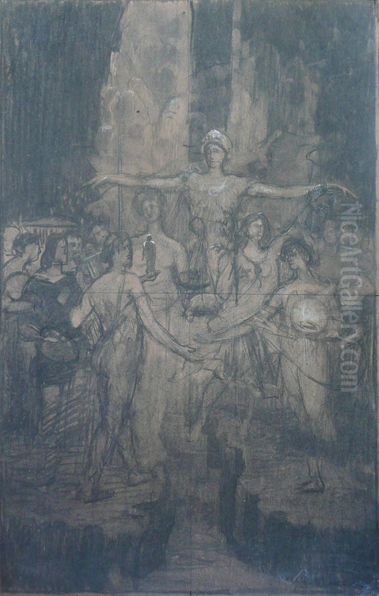 Instrucao (Solidariedade Humana) - Estudo para o painel da Biblioteca Nacional Oil Painting by Eliseu Visconti