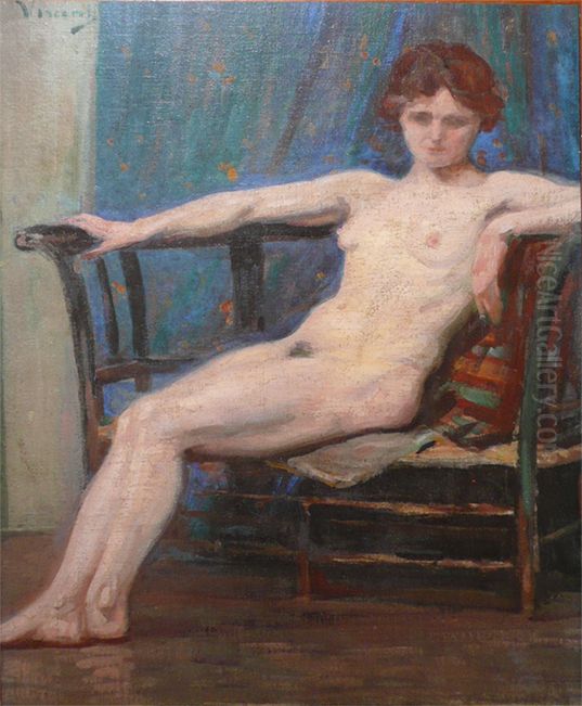 Nu feminino recostado Oil Painting by Eliseu Visconti