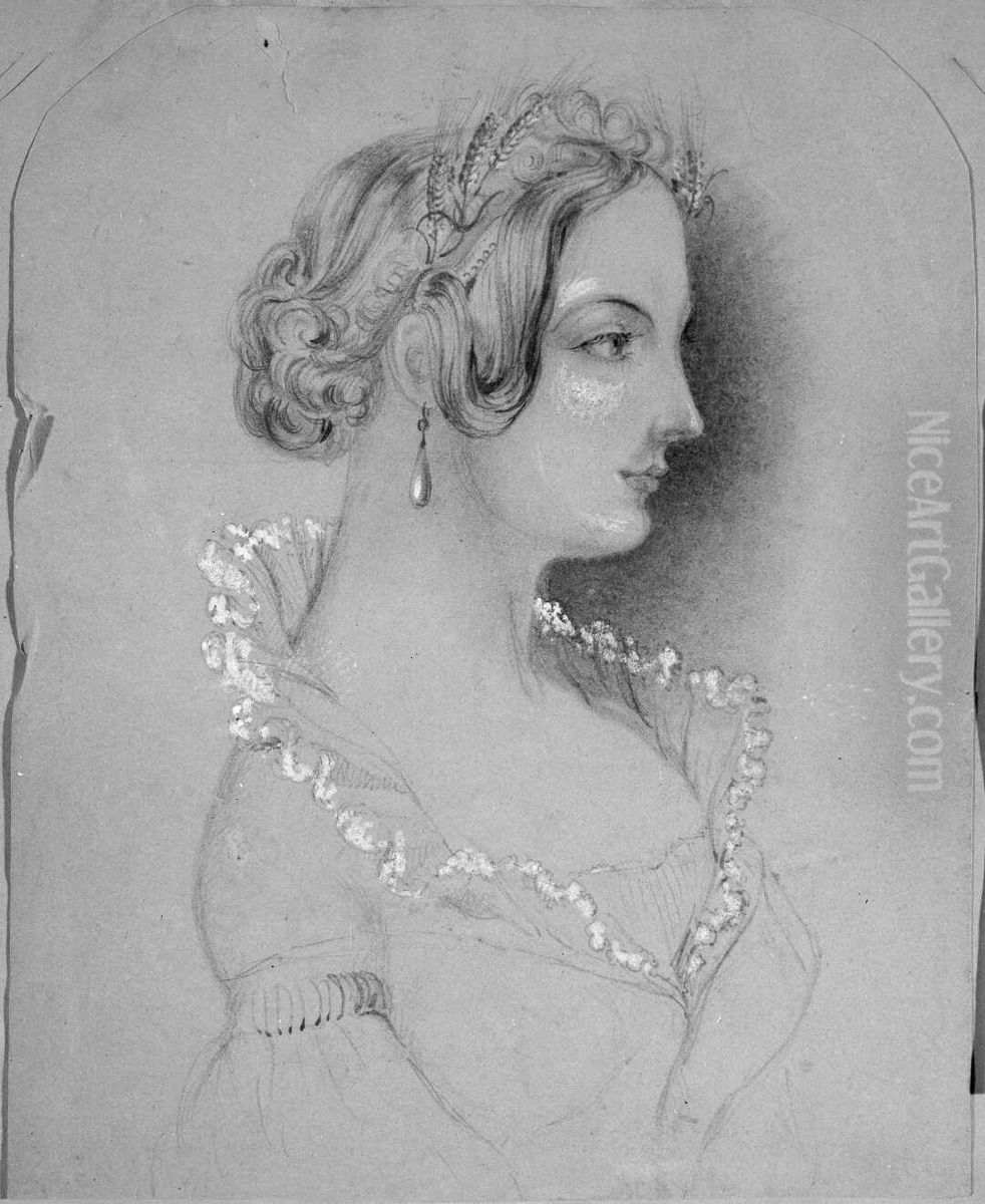 Pencil sketch of Adeline Absolon Oil Painting by Charles Heaphy