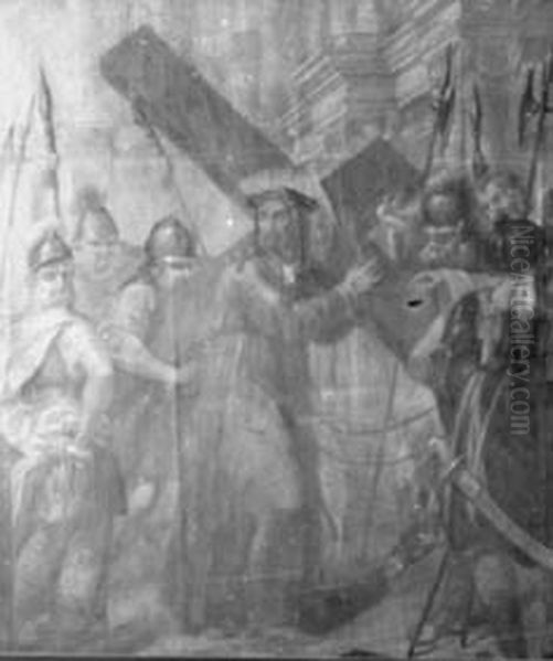 Jesus ajudado pelo Cireneu, da colecao Museu Historico Nacional Oil Painting by Museu Historico Nacional collection