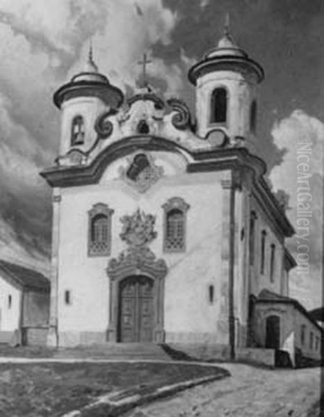 Igreja do Carmo, da colecao Museu Historico Nacional Oil Painting by Hans Nobauer