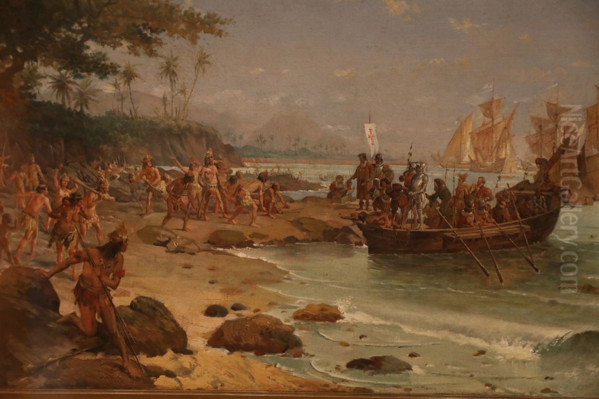 Oscar Pereira da Silva - Desembarque de Cabral Oil Painting by Oscar Pereira Da Silva