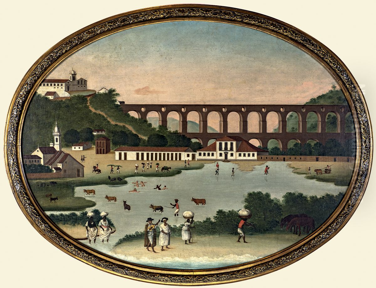 Lagoa do Boqueirao e Aqueduto da Carioca, da colecao Museu Historico Nacional Oil Painting by Museu Historico Nacional collection