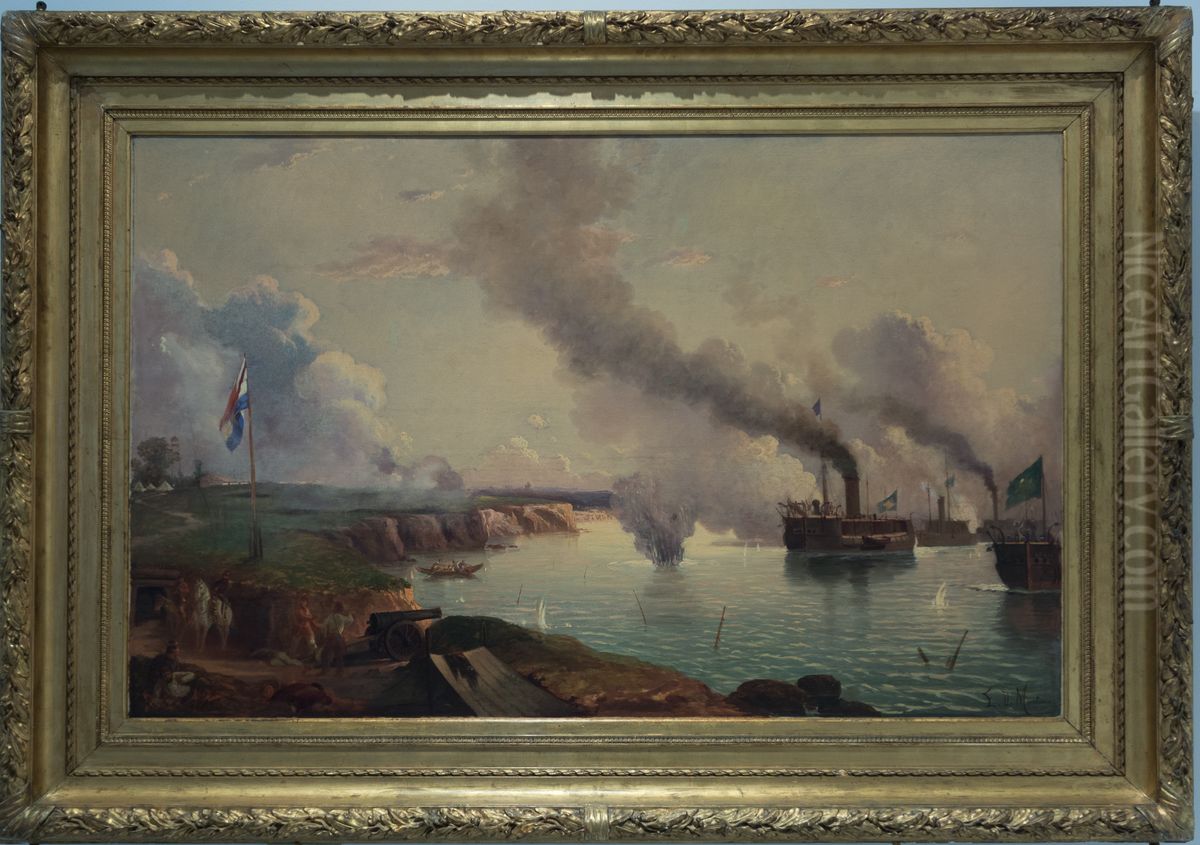 Bombardeio de Curuzu, da colecao Museu Historico Nacional Oil Painting by Eduardo de Martino