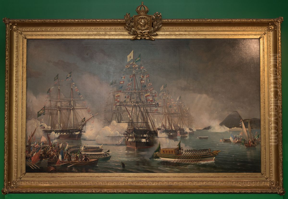 Chegada da Fragata Constituicao ao Rio de Janeiro, da colecao Museu Historico Nacional Oil Painting by Eduardo de Martino