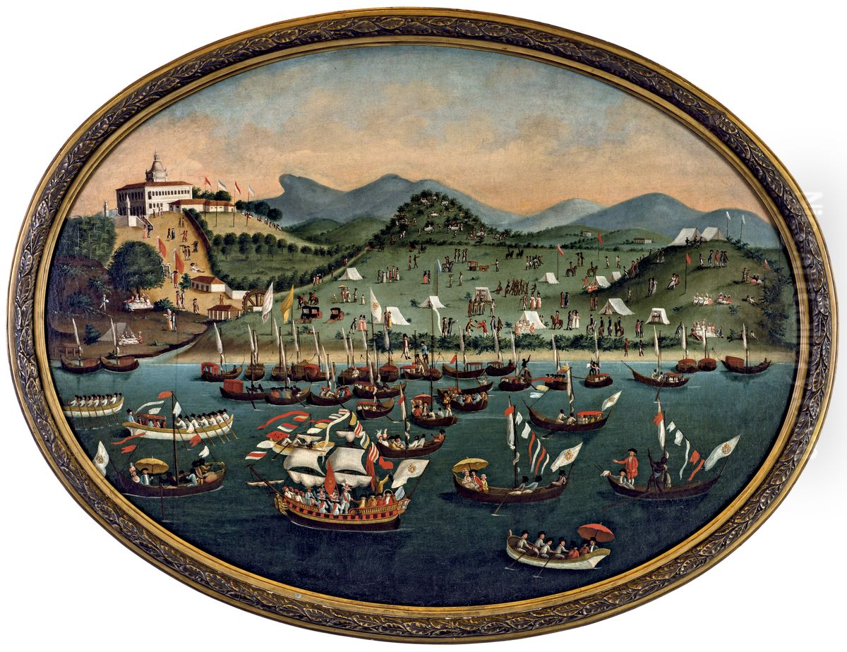 Procissao maritima diante do Hospital dos Lazaros, da colecao Museu Historico Nacional Oil Painting by Museu Historico Nacional collection