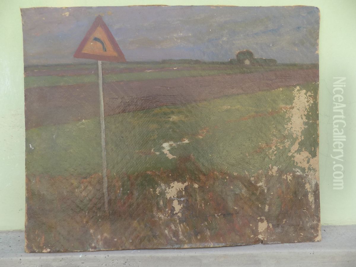 Roadmap in plain 2 Oil Painting by Bela Pehan