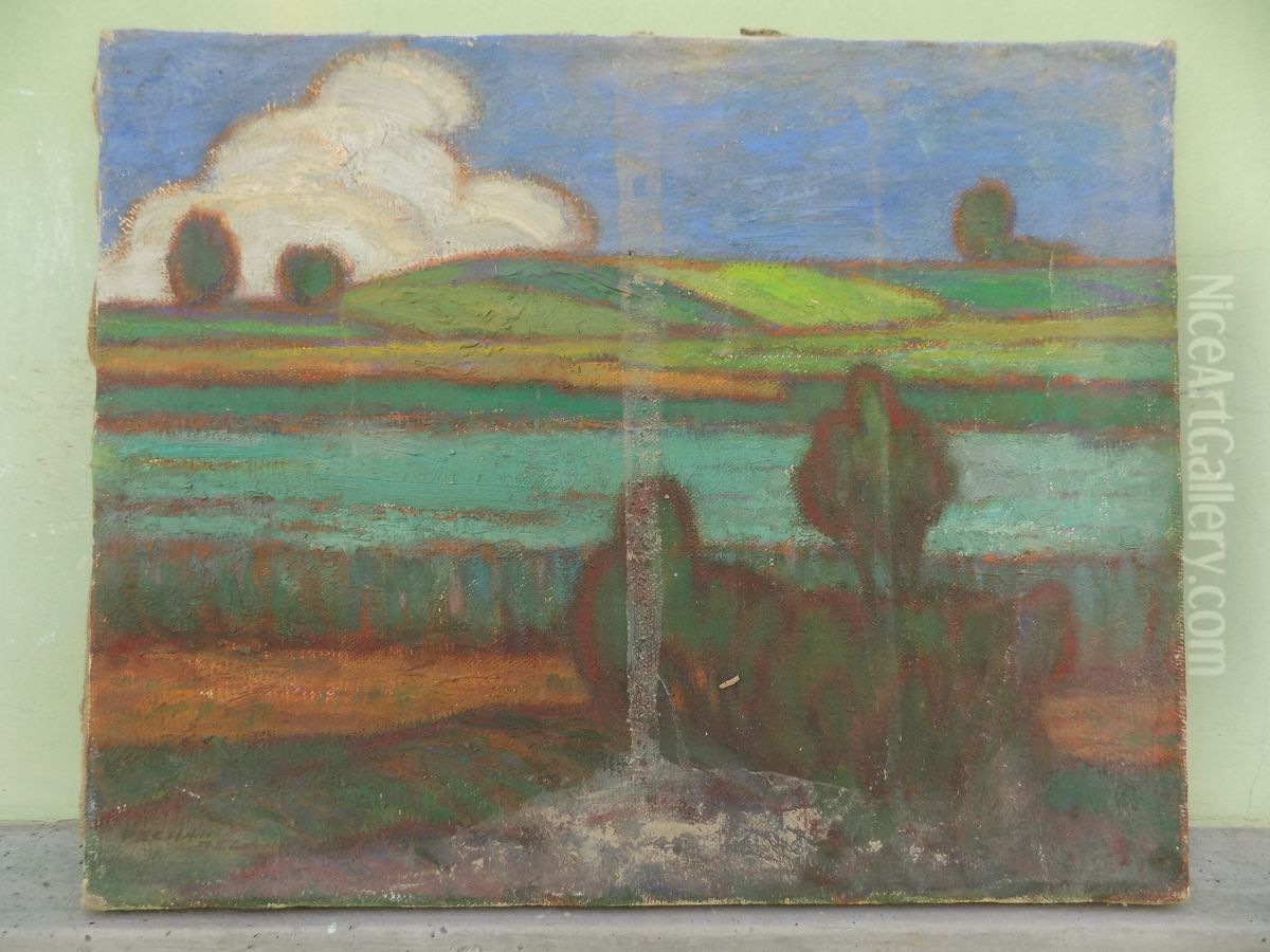 Landscape (1971) Oil Painting by Bela Pehan
