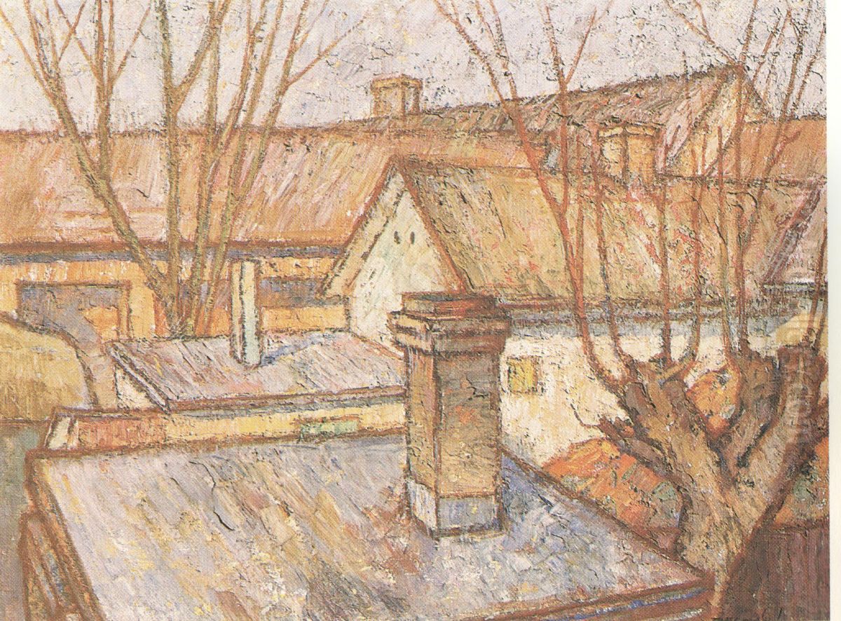 Roofs Oil Painting by Bela Pehan
