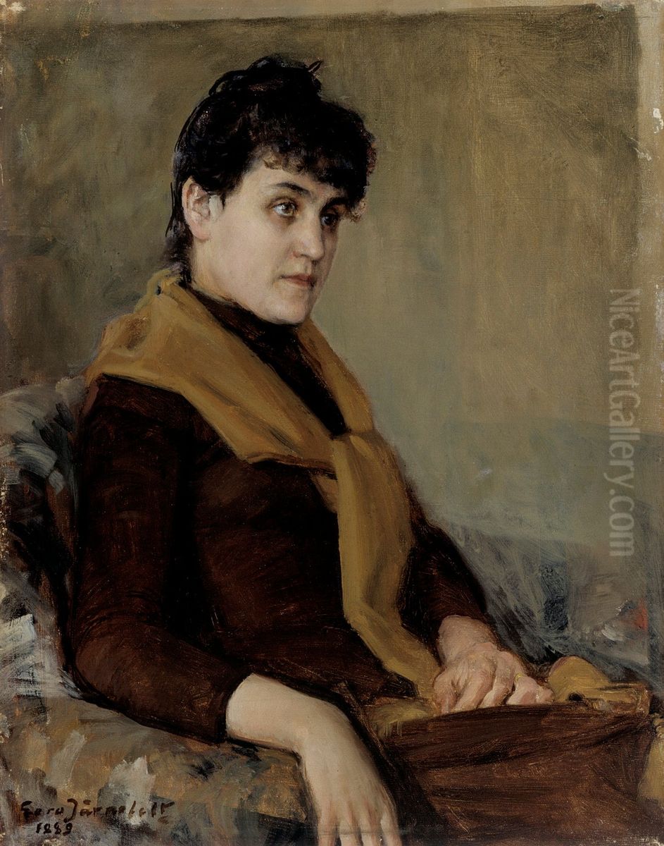 Engagement Portrait of Saimi Oil Painting by Eero Jarnefelt