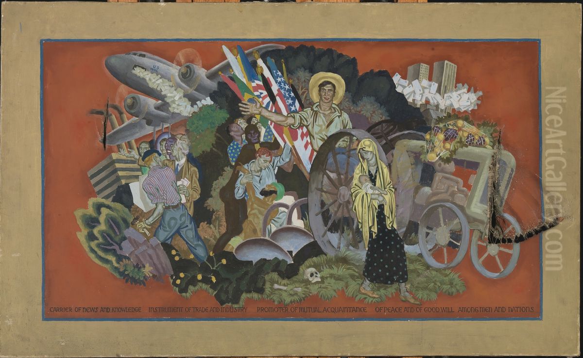 (Human Life) (mural study, Washington, D.C. Post Office) Oil Painting by Eugene Savage