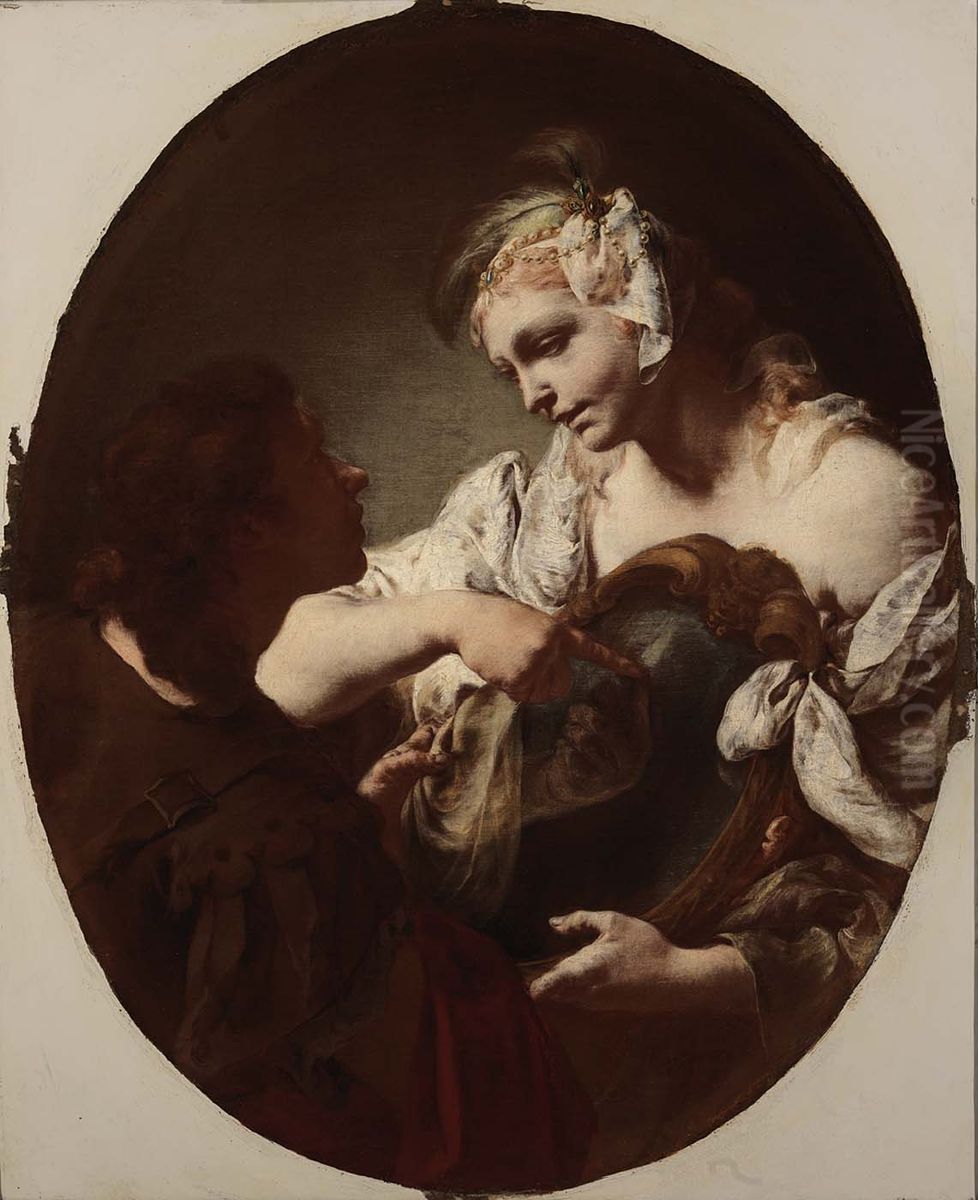 The Magic Mirror Oil Painting by Giovanni Battista Piazzetta