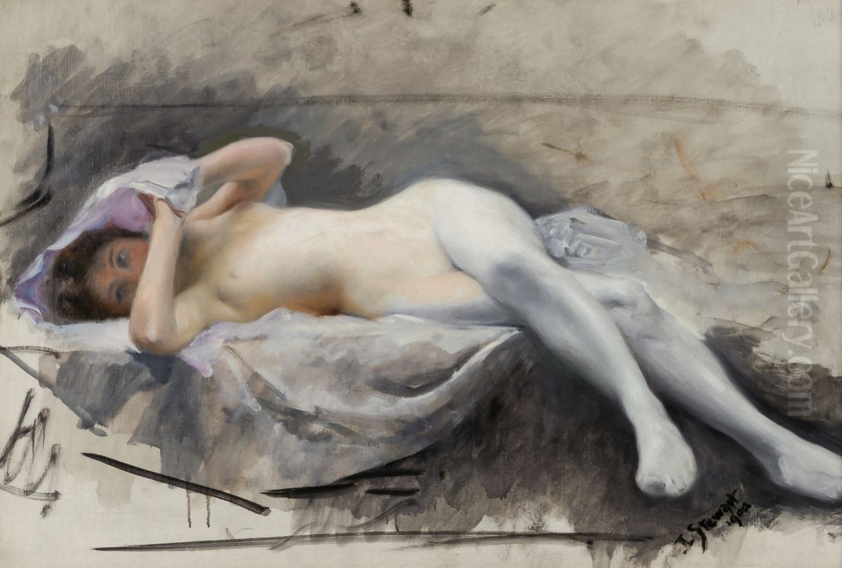 Reclining Nude Oil Painting by Julius LeBlanc Stewart